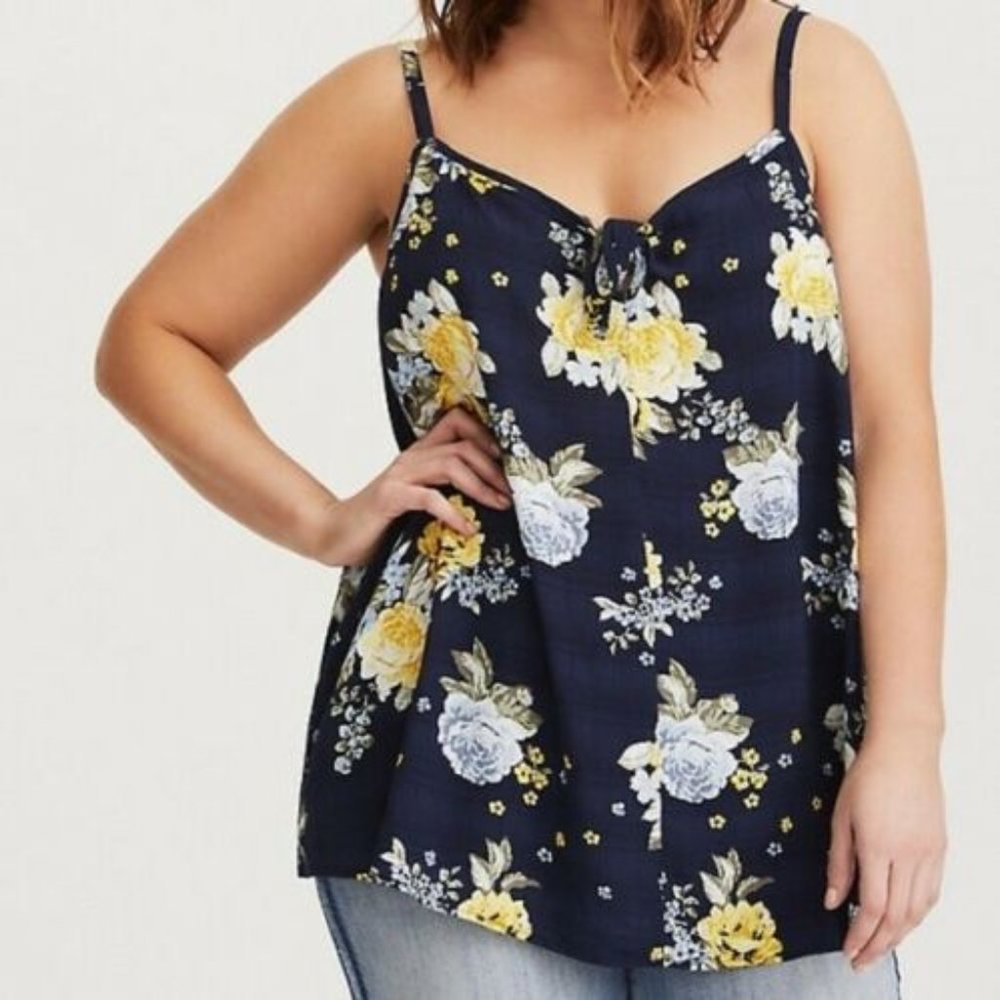 TORRID Blue Yellow Floral Spaghetti Strap Top